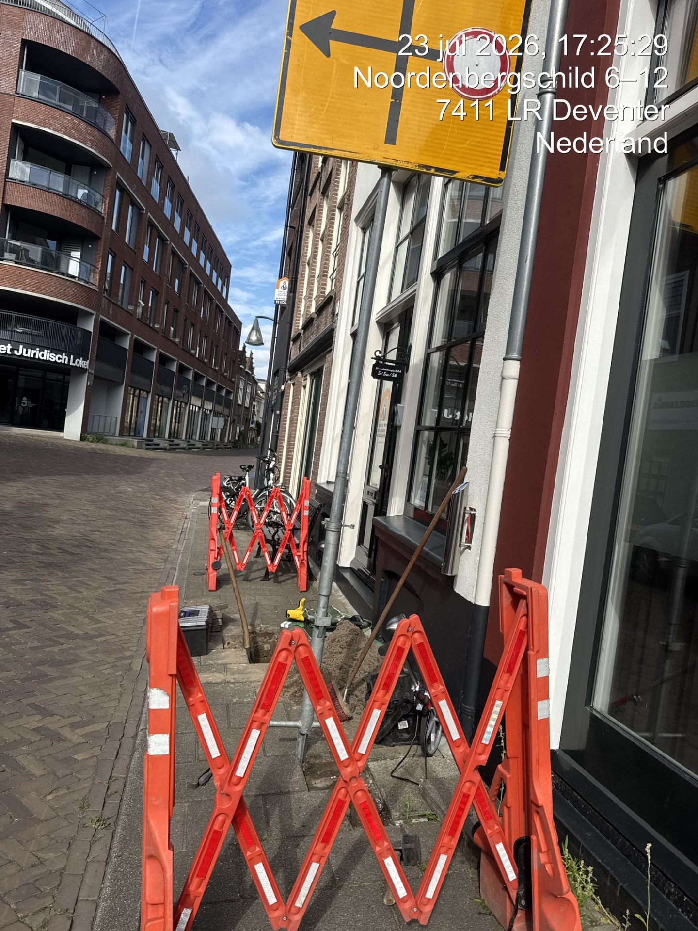 Afgezette werklocatie in de binnenstad van Deventer